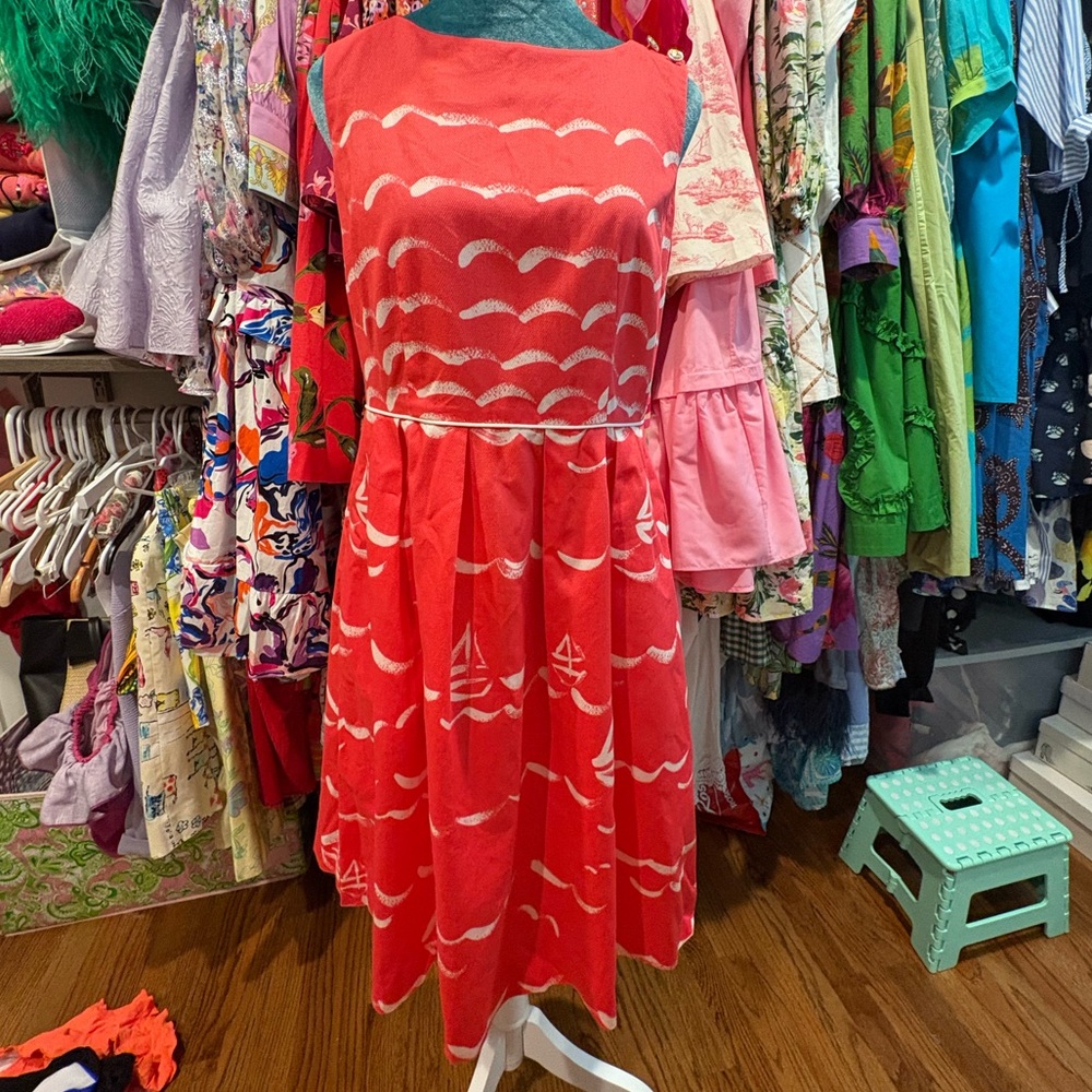 Talbots Coral Dress with Nautical Pattern